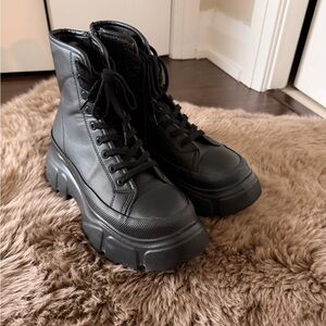Zara Black Chunky Combat Boots